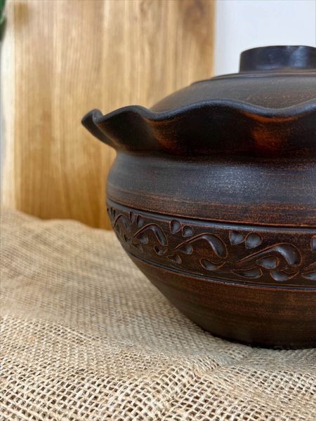 Макітра хвилька з кришкою 2,5 л Декор 3000-40 фото